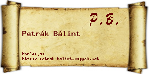 Petrák Bálint névjegykártya